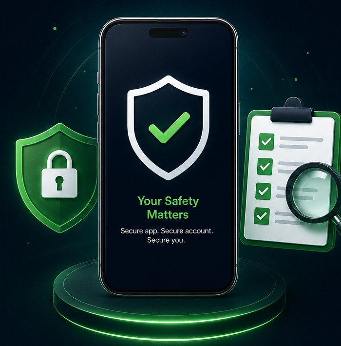 Shield, secure phone and checklist illustrating BetPro app and APK safety
