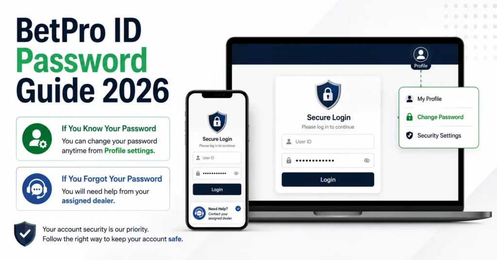 BetPro ID password change and dealer-assisted reset guide for Pakistan