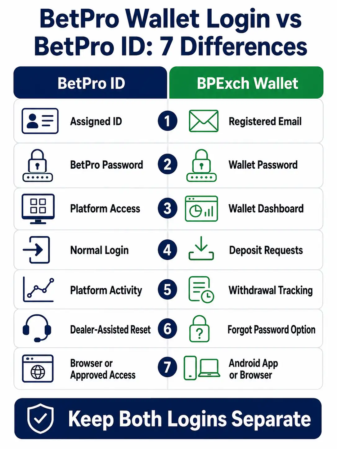 Seven differences between BetPro wallet login and BetPro ID login Seven differences between BetPro wallet login and BetPro ID login