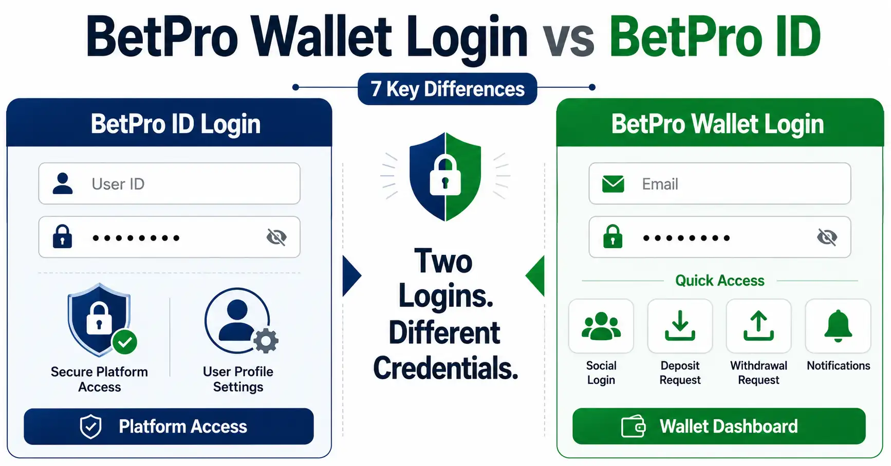 BetPro wallet login and BetPro ID login seven key differences