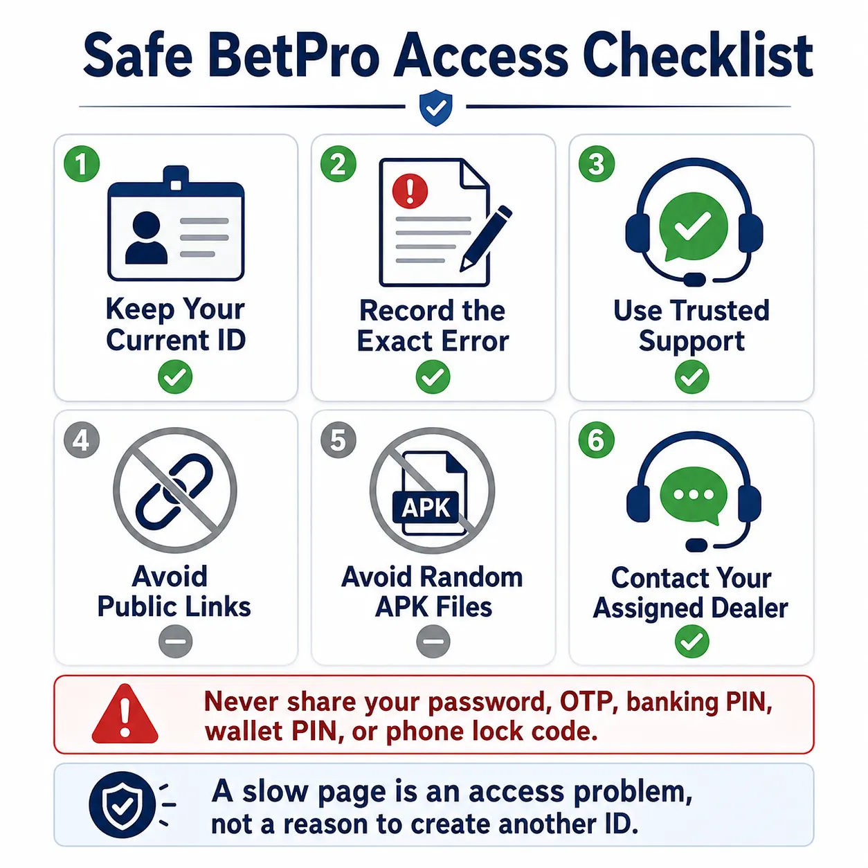 Safe BetPro access checklist for unavailable login pages